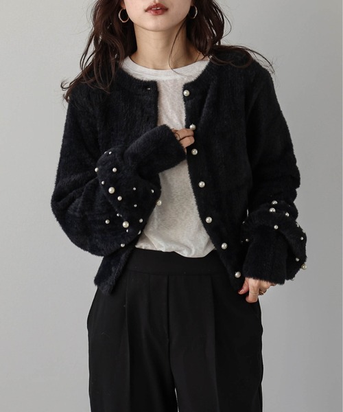 AMELY（エミリー）の「2wayパール袖ニットカーディガン（ニット