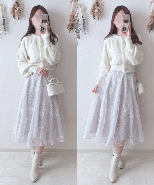 アナイ　アイボリー パール装飾 ニットカーディガン セール】2wayパール袖ニットカーディガン（ニット/セーター