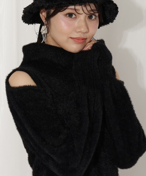 WILLSELECTION（ウィルセレクション）の「ショルダースリットオフタートルフェザーニット（ニット/セーター・レディース・ブラック/オフホワイト/ベージュ/ピンク・FREE）」の14枚目の写真