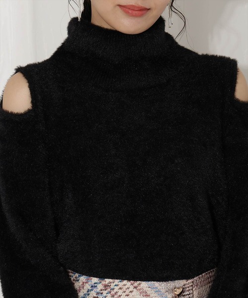 WILLSELECTION（ウィルセレクション）の「ショルダースリットオフタートルフェザーニット（ニット/セーター・レディース・ブラック/オフホワイト/ベージュ/ピンク・FREE）」の15枚目の写真