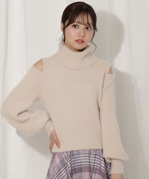 WILLSELECTION（ウィルセレクション）の「ショルダースリットオフタートルフェザーニット（ニット/セーター・レディース・ブラック/オフホワイト/ベージュ/ピンク・FREE）」の17枚目の写真