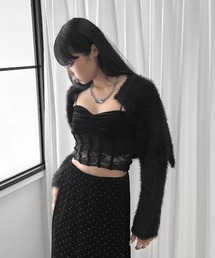 LVEU. | 【LVEU.】レースドッキングビスチェ / トップス ビスチェ キャミソール キャミ レース 切替 異素材 ブラック(キャミソール)