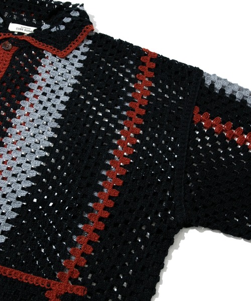 CUBE SUGAR（キューブシュガー）の「CUBE SUGAR/キューブシュガー　クロシェットライン襟付きCD（カーディガン/ボレロ・レディース・ナチュラル/ブラック・FREE）」の4枚目の写真