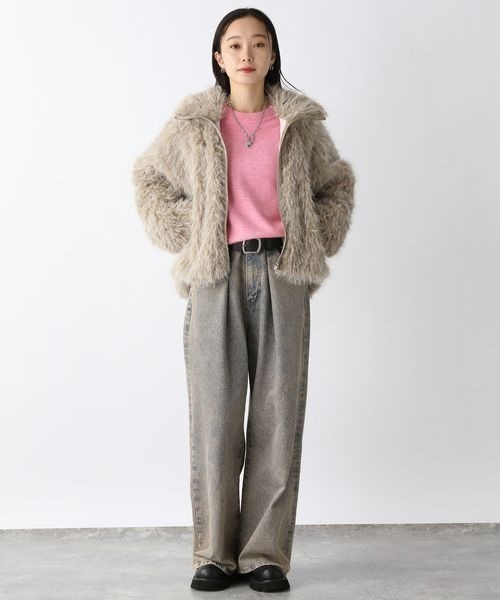 JEANASIS(ジーナシス)の「ウールブレンドブライトクルーネックプルオーバー/260081(ニット/セーター・レディース・イエロー/ブラウン/ピンク/チャコールグレー/パープル/オレンジ/ネイビー・FREE)」の11枚目の写真