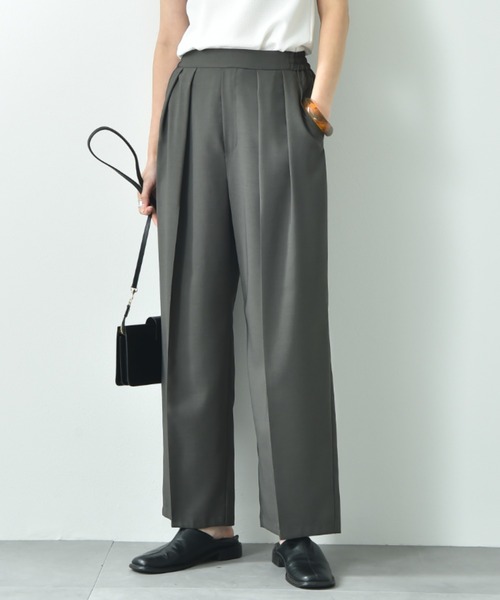 CLOCHE（クロシェ）の「【ＣＬＯＣＨＥ】Ｒｅｆｌａｘ　ＥＣＯウェザーストレッチテーパードパンツ（その他パンツ・レディース・ブラック/チャコールグレー・FREE）」の2枚目の写真