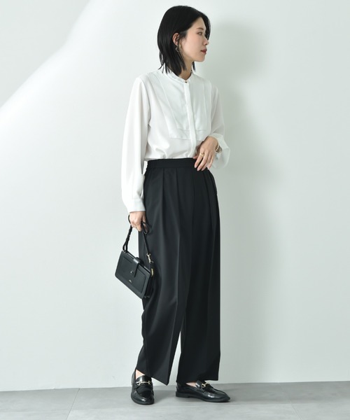 CLOCHE（クロシェ）の「【ＣＬＯＣＨＥ】Ｒｅｆｌａｘ　ＥＣＯウェザーストレッチテーパードパンツ（その他パンツ・レディース・ブラック/チャコールグレー・FREE）」の15枚目の写真