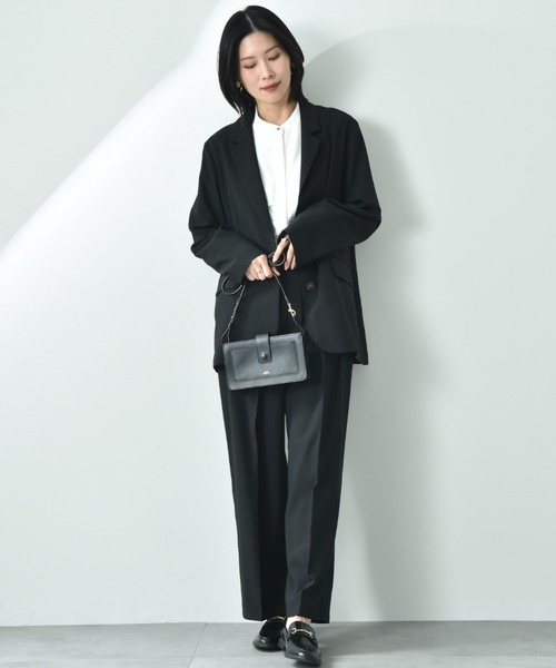 CLOCHE（クロシェ）の「【ＣＬＯＣＨＥ】Ｒｅｆｌａｘ　ＥＣＯウェザーストレッチテーパードパンツ（その他パンツ・レディース・ブラック/チャコールグレー・FREE）」の17枚目の写真