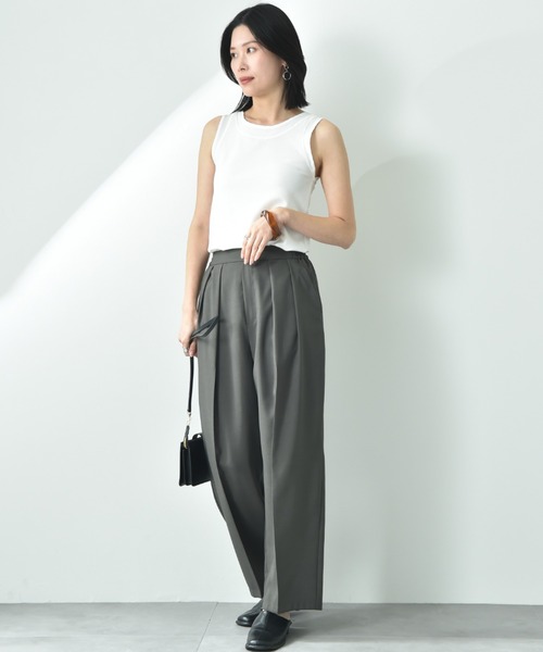 CLOCHE（クロシェ）の「【ＣＬＯＣＨＥ】Ｒｅｆｌａｘ　ＥＣＯウェザーストレッチテーパードパンツ（その他パンツ・レディース・ブラック/チャコールグレー・FREE）」の8枚目の写真