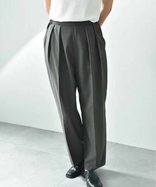 CLOCHE（クロシェ）の「【ＣＬＯＣＨＥ】Ｒｅｆｌａｘ　ＥＣＯウェザーストレッチテーパードパンツ（その他パンツ・レディース・ブラック/チャコールグレー・FREE）」の3枚目の写真