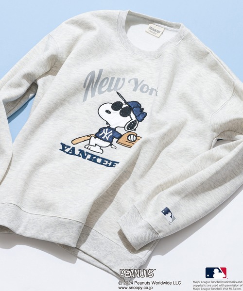 【PEANUTS×MLB】オリジナルデザイン オリジナルデザイン 裏起毛クルーネックスウェット ヤンキース ドジャース レッドソックス（スウェット）｜MLB（メジャーリーグベースボール）