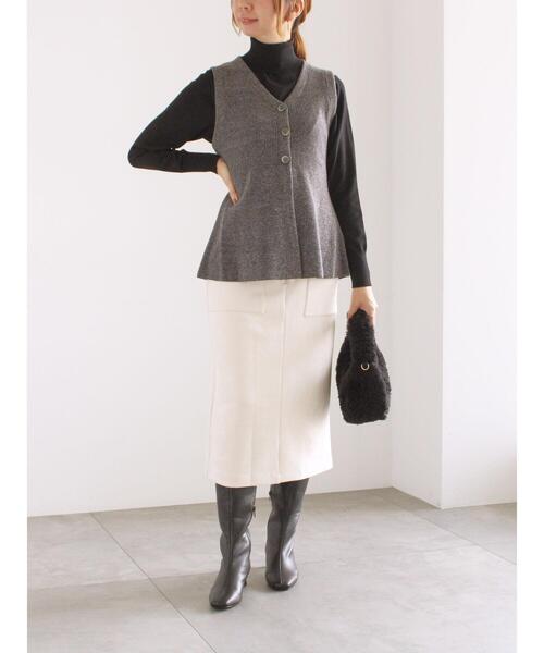 Te chichi（テチチ）の「メランジペプラムニットジレ（ニット/セーター・レディース・ブラウン/ブラック・F）」の7枚目の写真