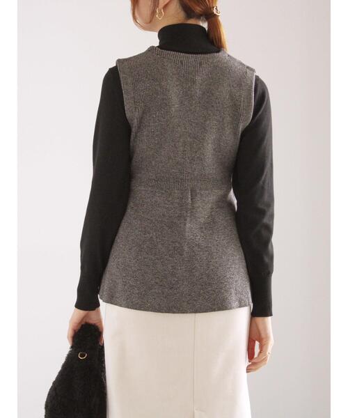 Te chichi（テチチ）の「メランジペプラムニットジレ（ニット/セーター・レディース・ブラウン/ブラック・F）」の10枚目の写真