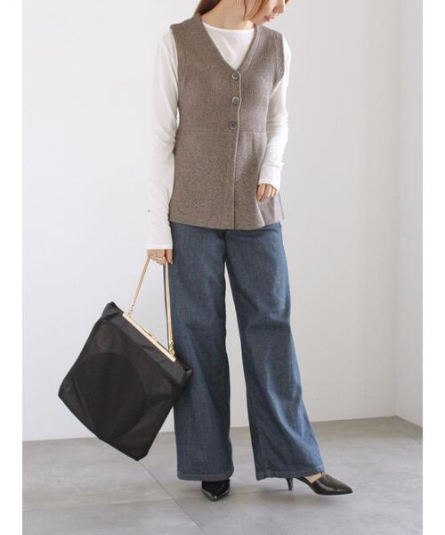 Te chichi（テチチ）の「メランジペプラムニットジレ（ニット/セーター・レディース・ブラウン/ブラック・F）」の14枚目の写真