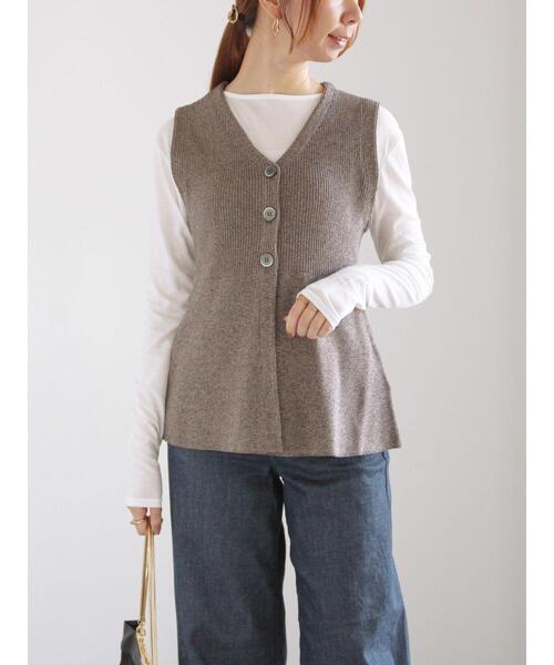 Te chichi（テチチ）の「メランジペプラムニットジレ（ニット/セーター・レディース・ブラウン/ブラック・F）」の15枚目の写真