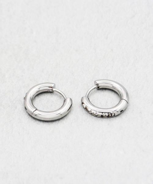 Diliraba(ディリラバ)の「【Diliraba】ステンレス ワンタッチビジューフープ ピアスセット A(ピアス(両耳用)・レディース・ゴールド/シルバー・FREE)」の9枚目の写真