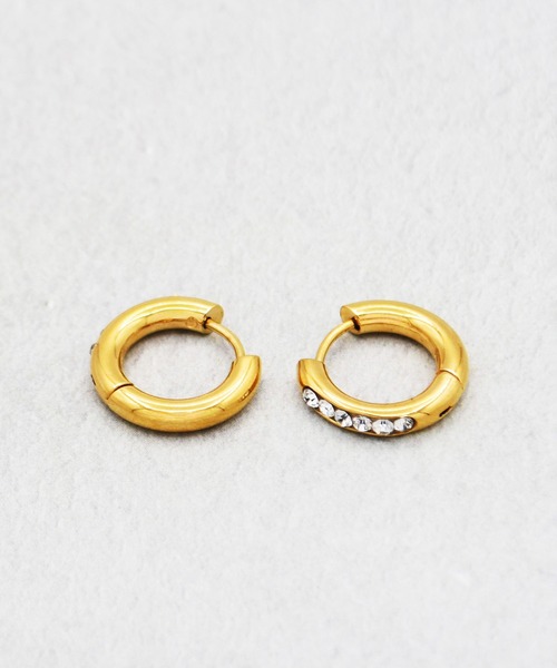 Diliraba(ディリラバ)の「【Diliraba】ステンレス ワンタッチビジューフープ ピアスセット A(ピアス(両耳用)・レディース・ゴールド/シルバー・FREE)」の11枚目の写真