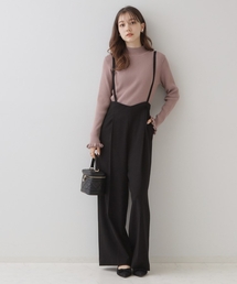 couture brooch（クチュールブローチ）の「【華奢見せが叶う】サス付き裏起毛ジョーゼットワイドパンツ（その他パンツ）」