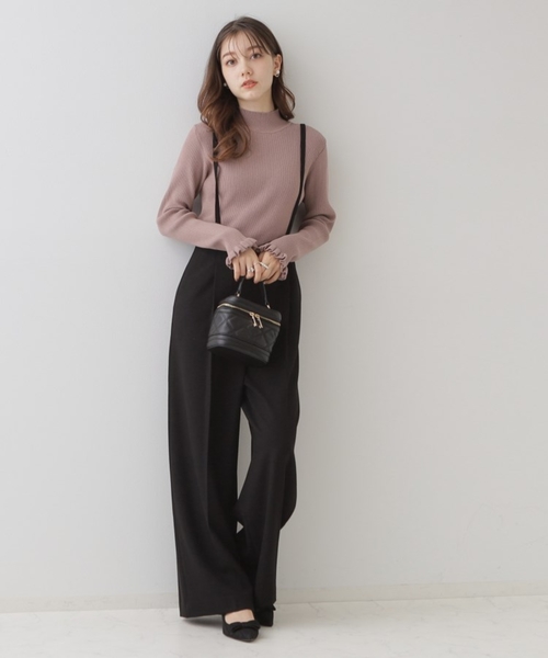 【セール】【華奢見せが叶う】サス付き裏起毛ジョーゼットワイドパンツ（その他パンツ）｜couture brooch（クチュールブローチ）