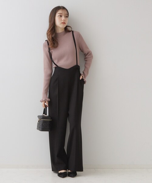 【セール】【華奢見せが叶う】サス付き裏起毛ジョーゼットワイドパンツ（その他パンツ）｜couture brooch（クチュールブローチ）