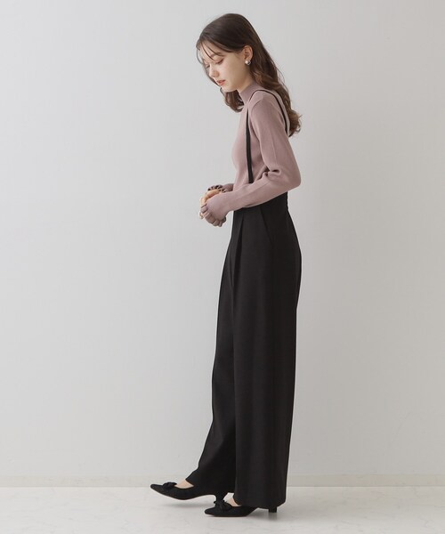 【セール】【華奢見せが叶う】サス付き裏起毛ジョーゼットワイドパンツ（その他パンツ）｜couture brooch（クチュールブローチ）