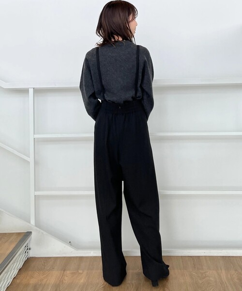 【セール】【華奢見せが叶う】サス付き裏起毛ジョーゼットワイドパンツ（その他パンツ）｜couture brooch（クチュールブローチ）