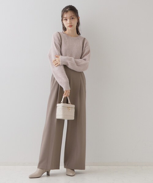 【セール】【華奢見せが叶う】サス付き裏起毛ジョーゼットワイドパンツ（その他パンツ）｜couture brooch（クチュールブローチ）