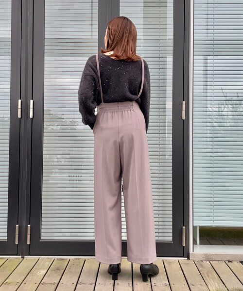 【セール】【華奢見せが叶う】サス付き裏起毛ジョーゼットワイドパンツ（その他パンツ）｜couture brooch（クチュールブローチ）