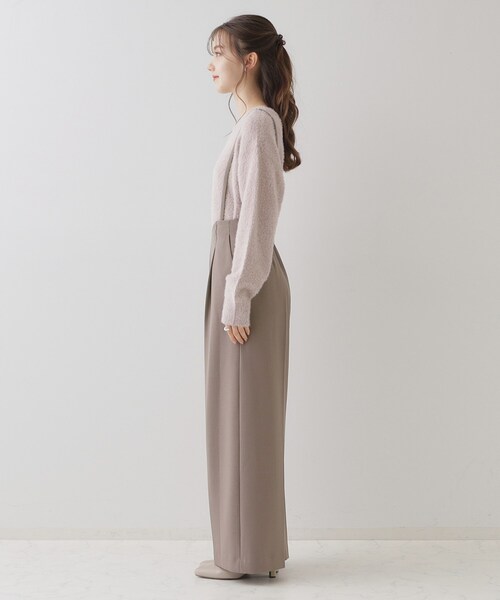 【セール】【華奢見せが叶う】サス付き裏起毛ジョーゼットワイドパンツ（その他パンツ）｜couture brooch（クチュールブローチ）