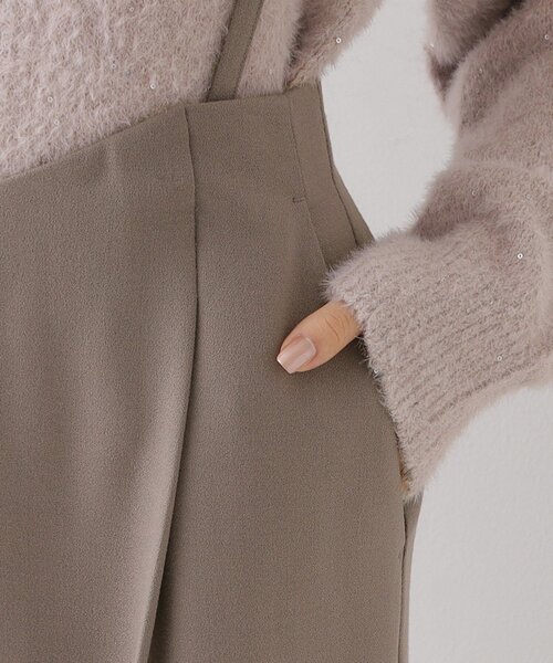 【セール】【華奢見せが叶う】サス付き裏起毛ジョーゼットワイドパンツ（その他パンツ）｜couture brooch（クチュールブローチ）