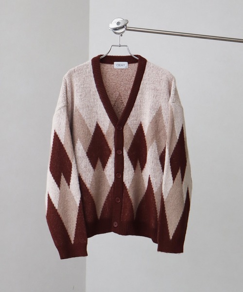 Art re A select（アトリエセレクト）の「総柄モヘアライクニットVネックカーディガン（カーディガン/ボレロ・メンズ・グレー系その他/ブラウン系その他/ベージュ系その他/ブルー系その他・M/L/XL）」の3枚目の写真
