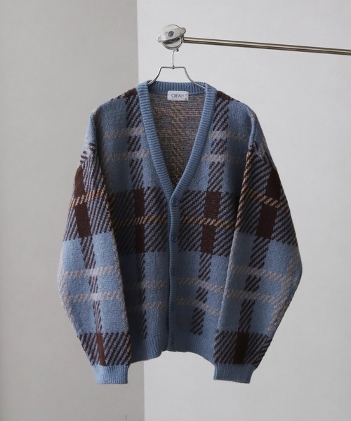 Art re A select（アトリエセレクト）の「総柄モヘアライクニットVネックカーディガン（カーディガン/ボレロ・メンズ・グレー系その他/ブラウン系その他/ベージュ系その他/ブルー系その他・M/L/XL）」の4枚目の写真
