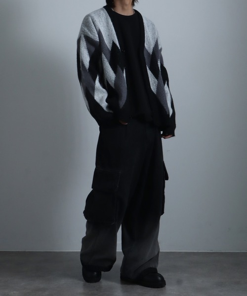 Art re A select（アトリエセレクト）の「総柄モヘアライクニットVネックカーディガン（カーディガン/ボレロ・メンズ・グレー系その他/ブラウン系その他/ベージュ系その他/ブルー系その他・M/L/XL）」の6枚目の写真