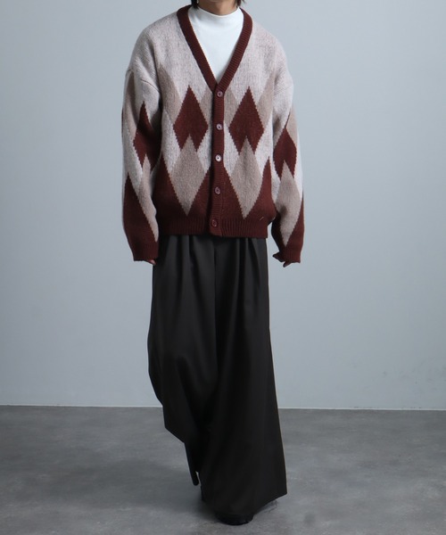 Art re A select（アトリエセレクト）の「総柄モヘアライクニットVネックカーディガン（カーディガン/ボレロ・メンズ・グレー系その他/ブラウン系その他/ベージュ系その他/ブルー系その他・M/L/XL）」の10枚目の写真