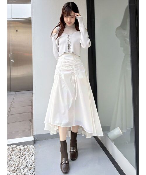 MERCURYDUO（マーキュリーデュオ）の「配色メローフリルニットカーデ（カーディガン/ボレロ・レディース・ライトグレー/ブラック/ブルー・FREE）」の10枚目の写真