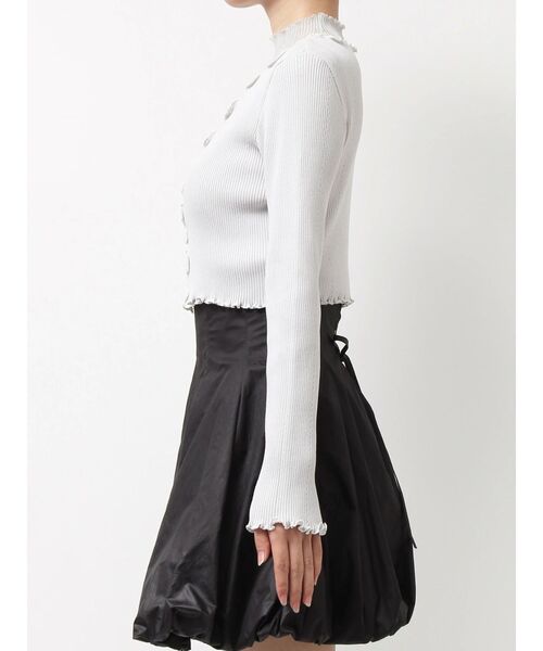 MERCURYDUO（マーキュリーデュオ）の「配色メローフリルニットカーデ（カーディガン/ボレロ・レディース・ライトグレー/ブラック/ブルー・FREE）」の14枚目の写真