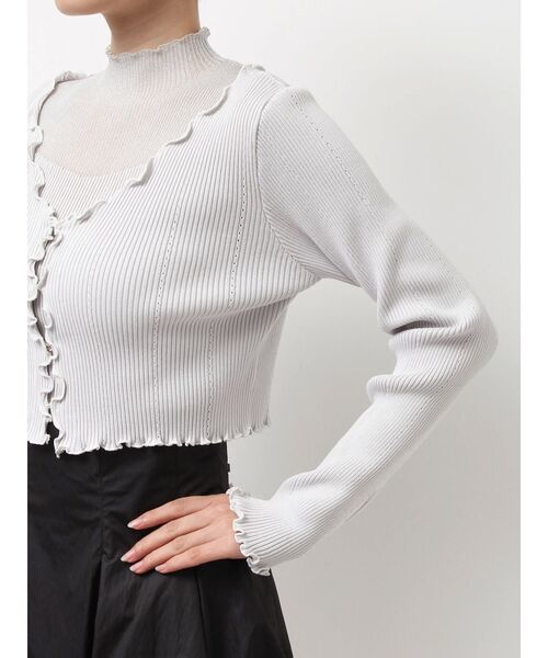 MERCURYDUO（マーキュリーデュオ）の「配色メローフリルニットカーデ（カーディガン/ボレロ・レディース・ライトグレー/ブラック/ブルー・FREE）」の17枚目の写真