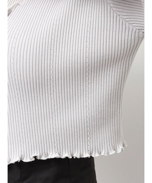 MERCURYDUO（マーキュリーデュオ）の「配色メローフリルニットカーデ（カーディガン/ボレロ・レディース・ライトグレー/ブラック/ブルー・FREE）」の18枚目の写真