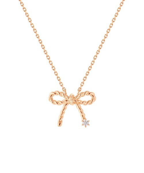 Canal 4℃(カナルヨンドシー)の「シルバー リボン ネックレス(ネックレス・レディース・ピンクゴールド・FREE)」の1枚目の写真