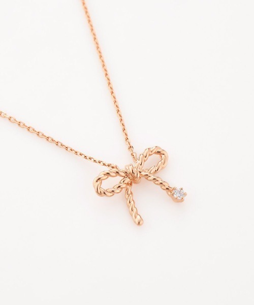 Canal 4℃(カナルヨンドシー)の「シルバー リボン ネックレス(ネックレス・レディース・ピンクゴールド・FREE)」の2枚目の写真