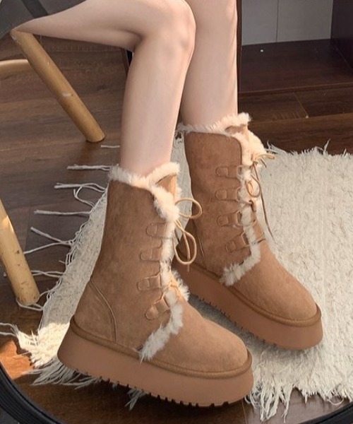 AsRiRe（アスリレイ）の「2way フェイクファームートンブーツ（ブーツ・レディース・ブラウン/グレー・S/M/L）」の19枚目の写真