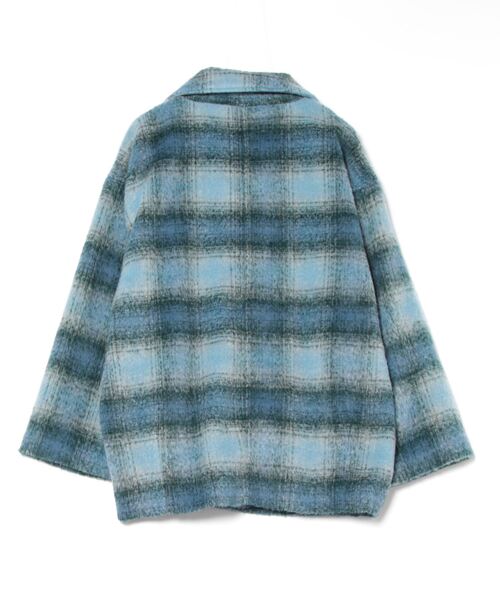 Lull（ルル）の「【Lull / ルル】チェック柄シャギーコート（チェスターコート・レディース・ブラウン/ブルー/ブラック・ONESIZE）」の4枚目の写真