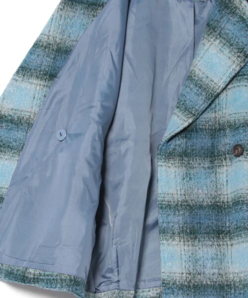 Lull（ルル）の「【Lull / ルル】チェック柄シャギーコート（チェスターコート・レディース・ブラウン/ブルー/ブラック・ONESIZE）」の5枚目の写真