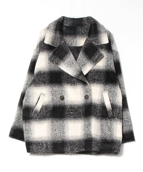 Lull（ルル）の「【Lull / ルル】チェック柄シャギーコート（チェスターコート・レディース・ブラウン/ブルー/ブラック・ONESIZE）」の8枚目の写真