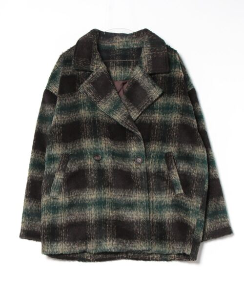 Lull（ルル）の「【Lull / ルル】チェック柄シャギーコート（チェスターコート・レディース・ブラウン/ブルー/ブラック・ONESIZE）」の7枚目の写真