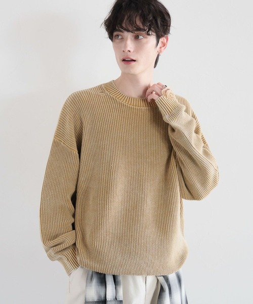 RAGEBLUE（レイジブルー）の「ピグメントダメージ/アゼ編みクルーネックニット（ニット/セーター・メンズ・ライトブルー/ネイビー/グレー/イエロー・MEDIUM/LARGE）」の20枚目の写真