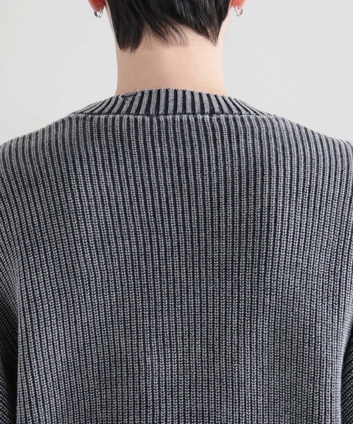 RAGEBLUE（レイジブルー）の「ピグメントダメージ/アゼ編みクルーネックニット（ニット/セーター・メンズ・ライトブルー/ネイビー/グレー/イエロー・MEDIUM/LARGE）」の12枚目の写真