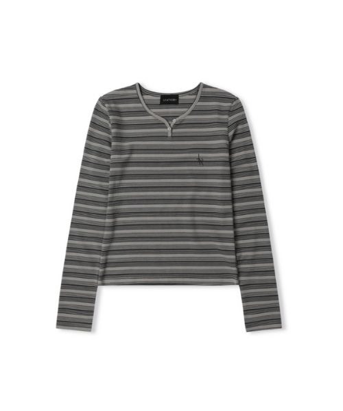 LEATHERY（レザリー）の「Slim Fit Stripe Top（Tシャツ/カットソー・レディース・ピンク/グレー/クリーム・FREE）」の12枚目の写真