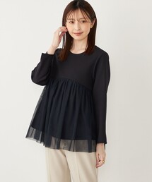 SHIPS Colors:〈手洗い可能〉ツインクロス チュール コンビ トップス◇