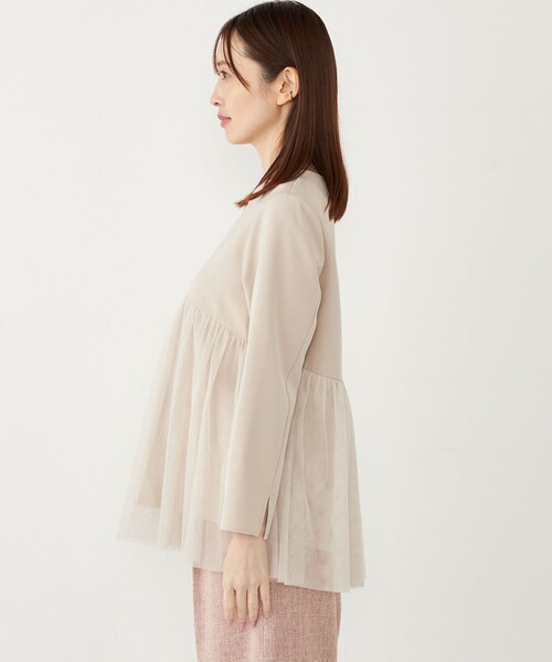 SHIPS Colors(シップス カラーズ)の「SHIPS Colors:〈手洗い可能〉ツインクロス チュール コンビ トップス◇(シャツ/ブラウス・レディース・ネイビー/ナチュラル・ONE SIZE)」の13枚目の写真