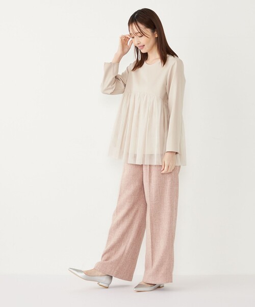 SHIPS Colors(シップス カラーズ)の「SHIPS Colors:〈手洗い可能〉ツインクロス チュール コンビ トップス◇(シャツ/ブラウス・レディース・ネイビー/ナチュラル・ONE SIZE)」の16枚目の写真